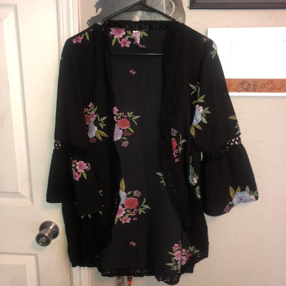 Black floral cardigan